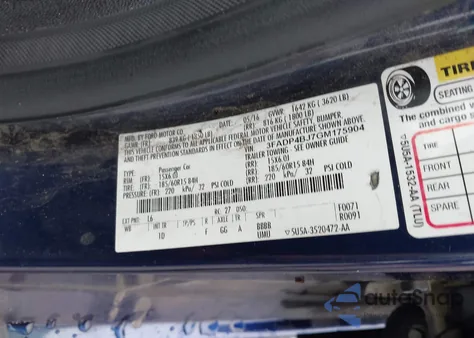 2016 Ford Fiesta Se from USA, damaged, VIN 3FADP4BJ7GM175904